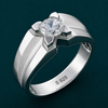 Stylish 925 Sterling Silver Solitaire Ring with Textured Band – Platinum Finish Men’s Ring
