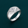 Men’s Classic Solitaire Ring – 925 Sterling Silver with Square Setting | Sleek Line Design & Platinum Finish