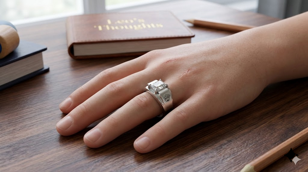 Luxury Crown Design Square-Cut Stone Ring – 925 Sterling Silver Statement Ring for Men