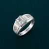Luxury Crown Design Square-Cut Stone Ring – 925 Sterling Silver Statement Ring for Men