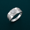 Men’s Hexagon Solitaire Ring – 925 Sterling Silver Textured Designer Band