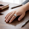 Men’s Modern Solitaire Ring – 925 Sterling Silver with Dual Line Accent Design
