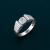 Elegant Geometric Princess-Cut Crystal Ring – 925 Sterling Silver Modern Designer Ring