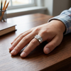 Premium Square-Cut Solitaire Ring for Men – 925 Sterling Silver with Side Stone Accents