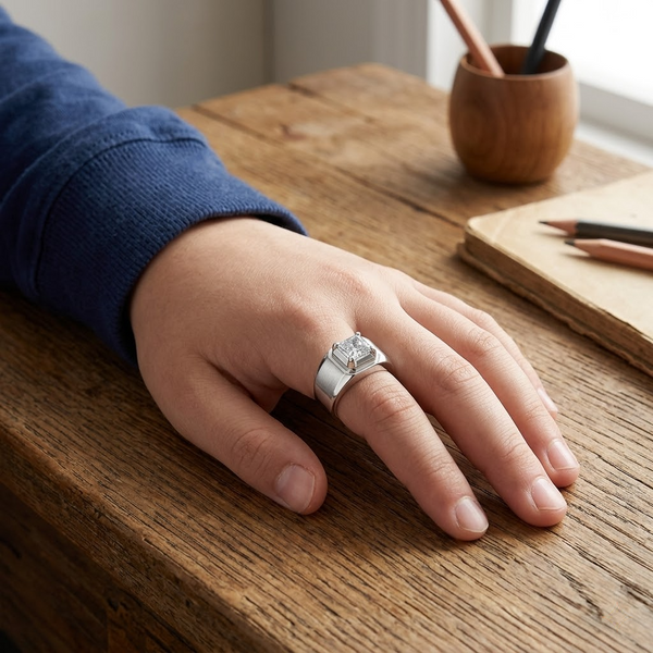 Bold Cushion-Cut Solitaire Ring – 925 Sterling Silver