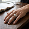 Men’s Square Zircon Signet Ring – 925 Sterling Silver Textured Designer Ring