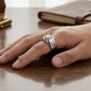 Premium S925 Silver Round Cut Solitaire Ring with Bold Designer Band