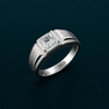 Men’s Princess Cut Solitaire Ring – 925 Sterling Silver Textured Designer Ring