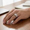 Classic Square Solitaire Ring – 925 Sterling Silver Grooved Band Statement Ring