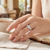 Three-Stone Oval & Round Solitaire Ring in 925 Sterling Silver