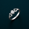Geometric Square Solitaire Ring in 925 Sterling Silver