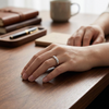 Elegant Round Solitaire Wave Band Ring in 925 Sterling Silver