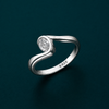 Modern Wave Bezel Solitaire Ring in 925 Sterling Silver