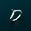 Elegant Curved Open Solitaire Ring in 925 Sterling Silver