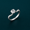 S925 Sterling Silver Square-Cut Solitaire Ring for Women