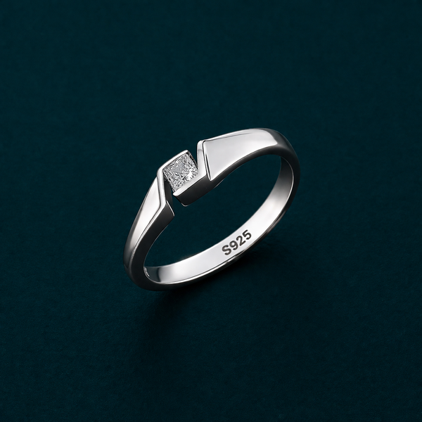 S925 Sterling Silver Princess-Cut Ring for Women