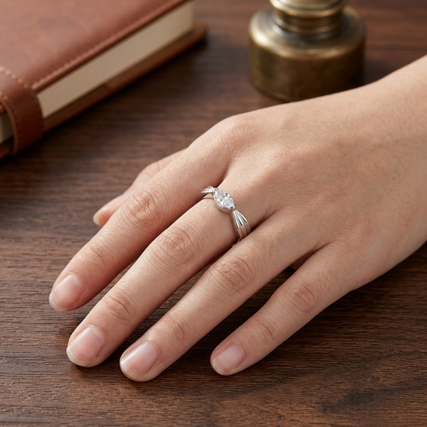 Elegant Oval Solitaire Ring in 925 Sterling Silver