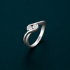 Elegant Twin Stone Wave Ring in 925 Sterling Silver