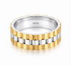 S925 Sterling Silver Gold & Silver Link Design Couple Bands