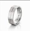 Stylish S925 Sterling Silver Geometric Couple Bands with Linear Texture Finish