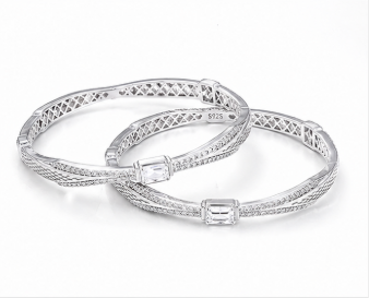 Elegant Textured Diamond-Cut Banngles