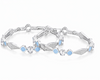 Rivadhy S925 Sterling Silver Honeycomb Bangles – Pastel Blue Enamel & Solitaire Stone Geometric Bangle Set